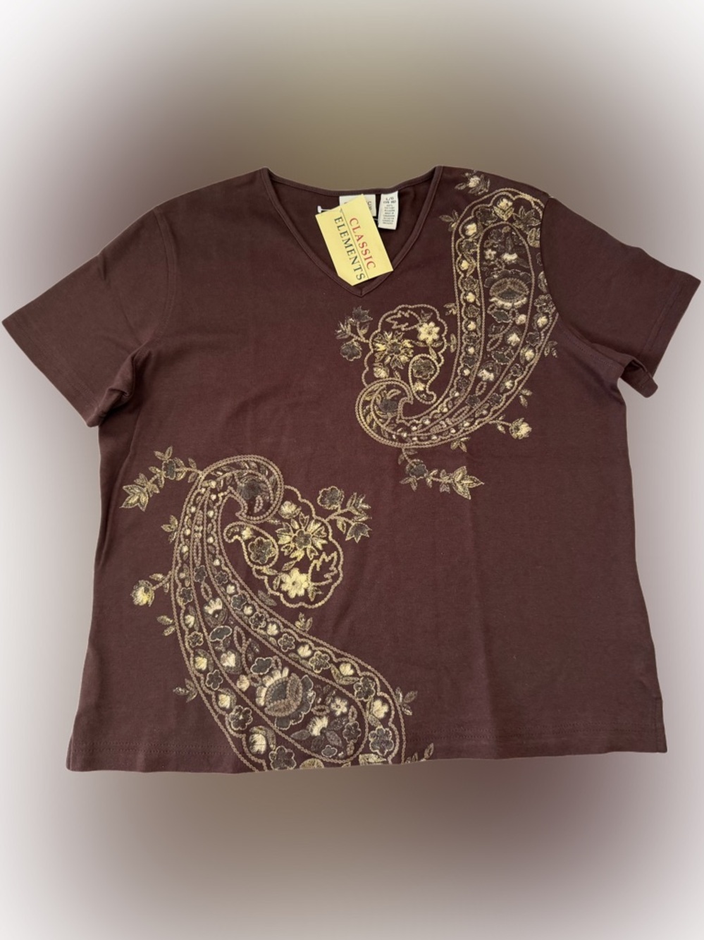 Classic Elements Brown Crewneck Top